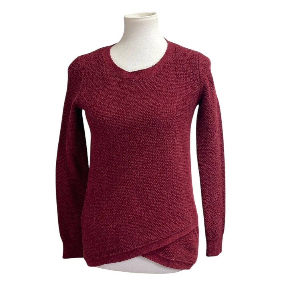 Madewell Burgundy Crewneck sweater, XS. Thermal waffle knit Cross front red warm